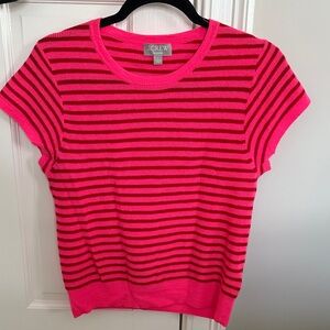 J. Crew Fuchsia and Black Striped sweater